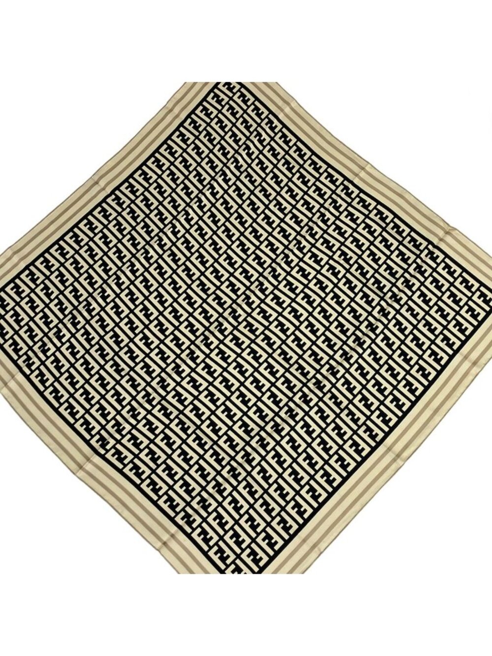 Fendi Scarf Ivory Black Gray Beige Zucca Pattern